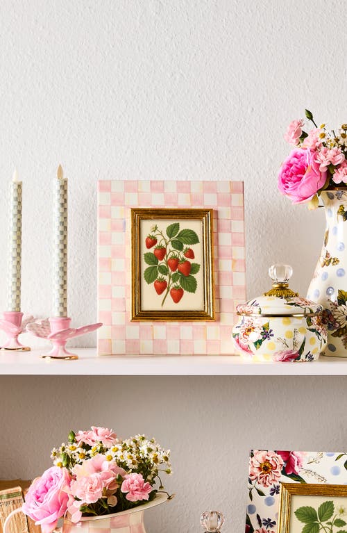 Mackenzie-childs Mackenzie Childs Rosy Check Enameled Steel 4 X 6-inch Picture Frame In Pink