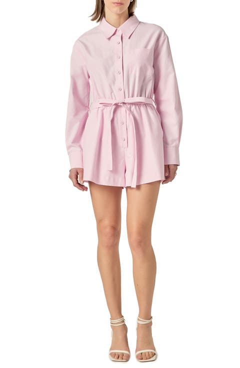 Long Sleeve Oxford Cotton Romper