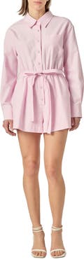 English Factory Long Sleeve Oxford Cotton Romper