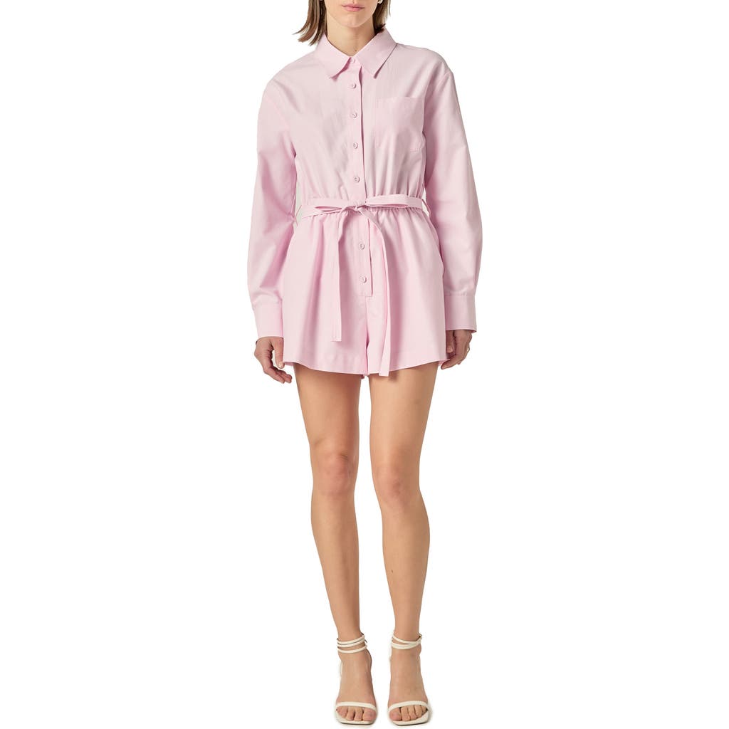 English Factory Long Sleeve Oxford Cotton Romper