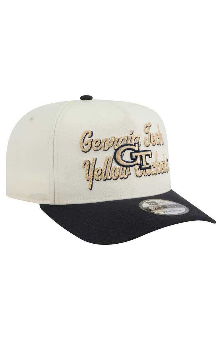 New Era Men's New Era Cream/Navy Georgia Tech Yellow Jackets Vintage Chainstitch 9FIFTY A-Frame Snapback Hat, Alternate, color, 