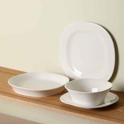 Stone Lain Quadro Porcelain 4-piece Dinner Plate Set In White