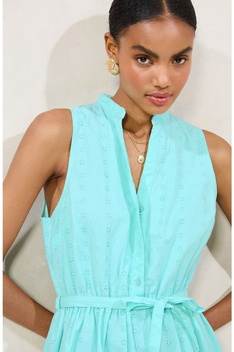 Broderie Sleeveless Minidress, Alternate, color, BLUE
