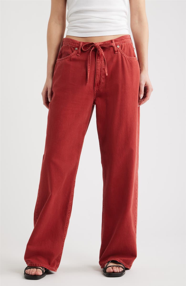 rag & bone Featherweight Phoebe Drawstring Wide Leg Jeans, Main, color, Sienna Stne
