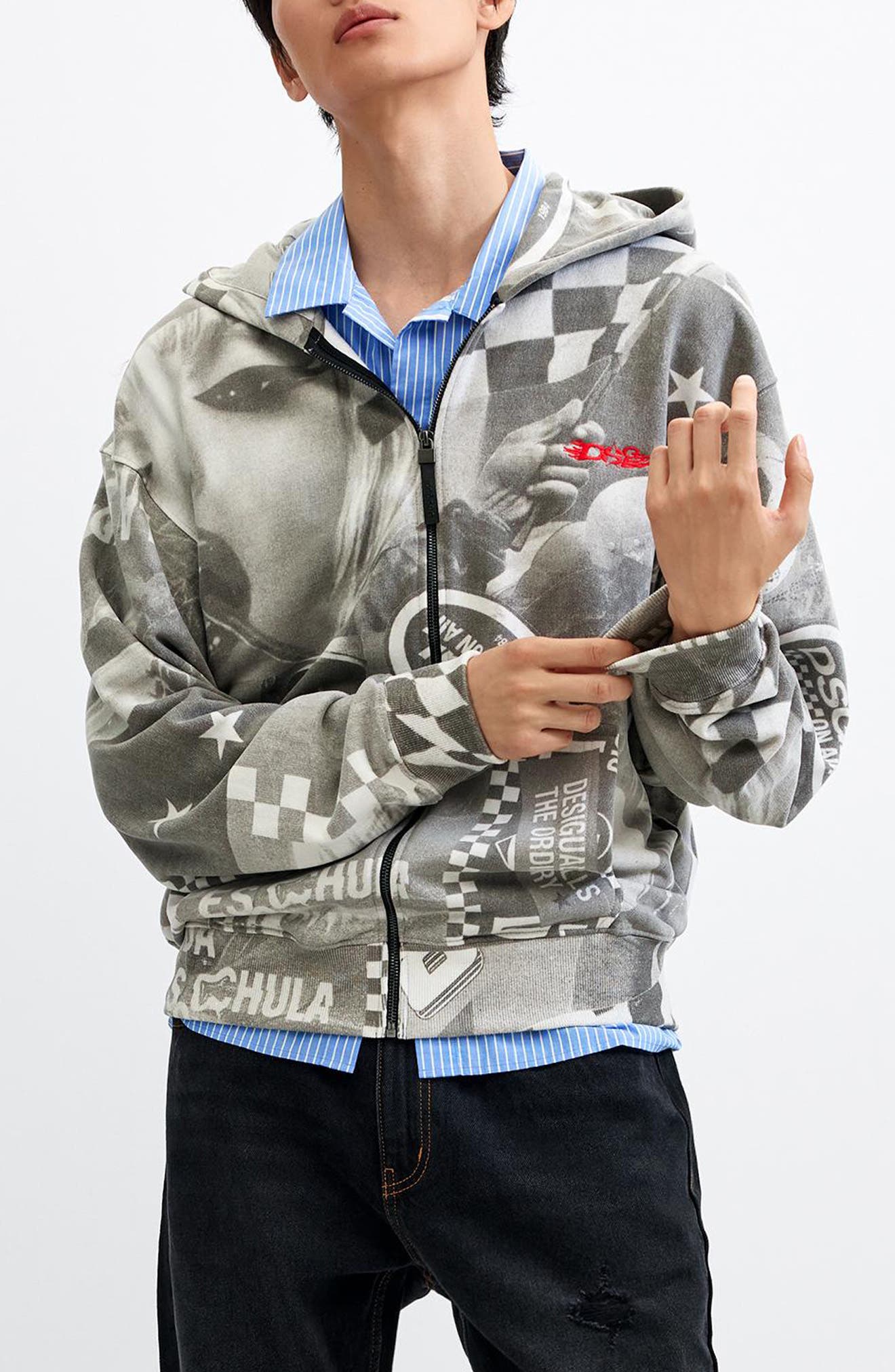 Desigual Allover Print Full Zip Hoodie (Men) | Nordstrom