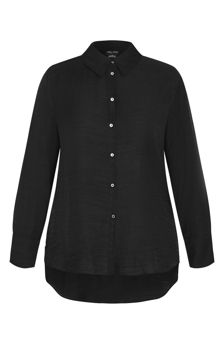 City Chic Bella Button-Up Shirt, Alternate, color, Black