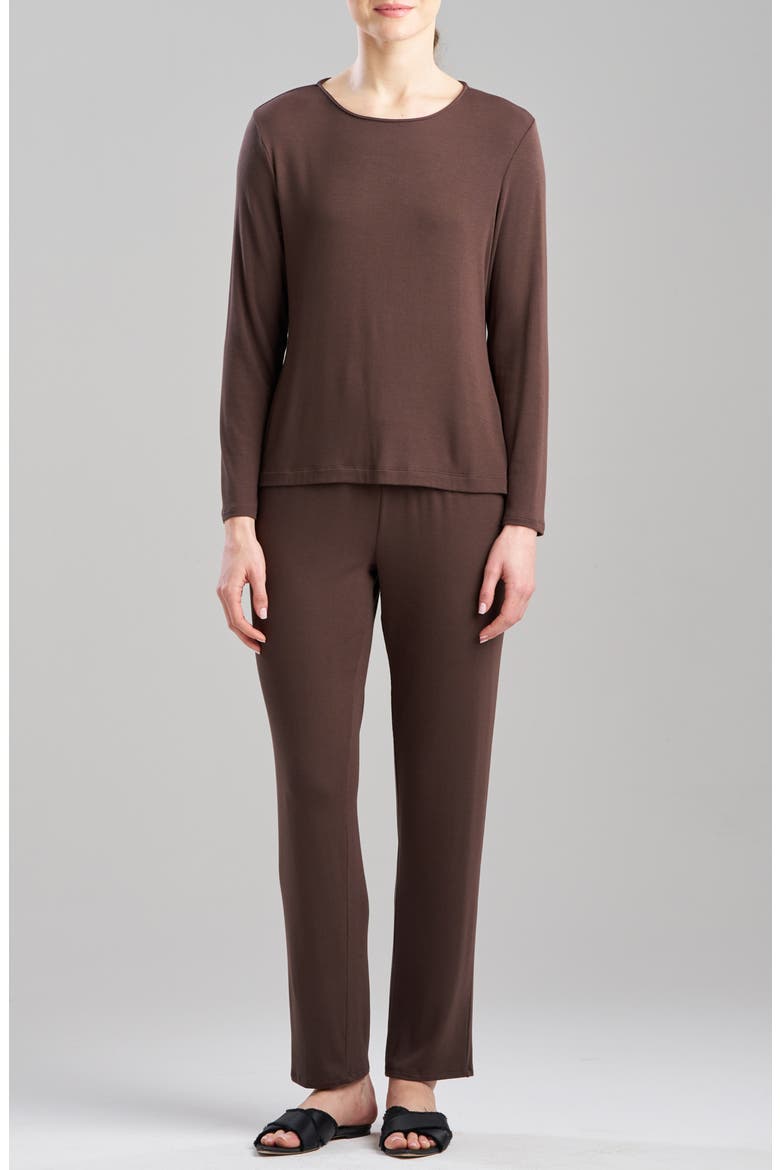 Ribbed Long Pajamas, Main, color, ESPRESSO