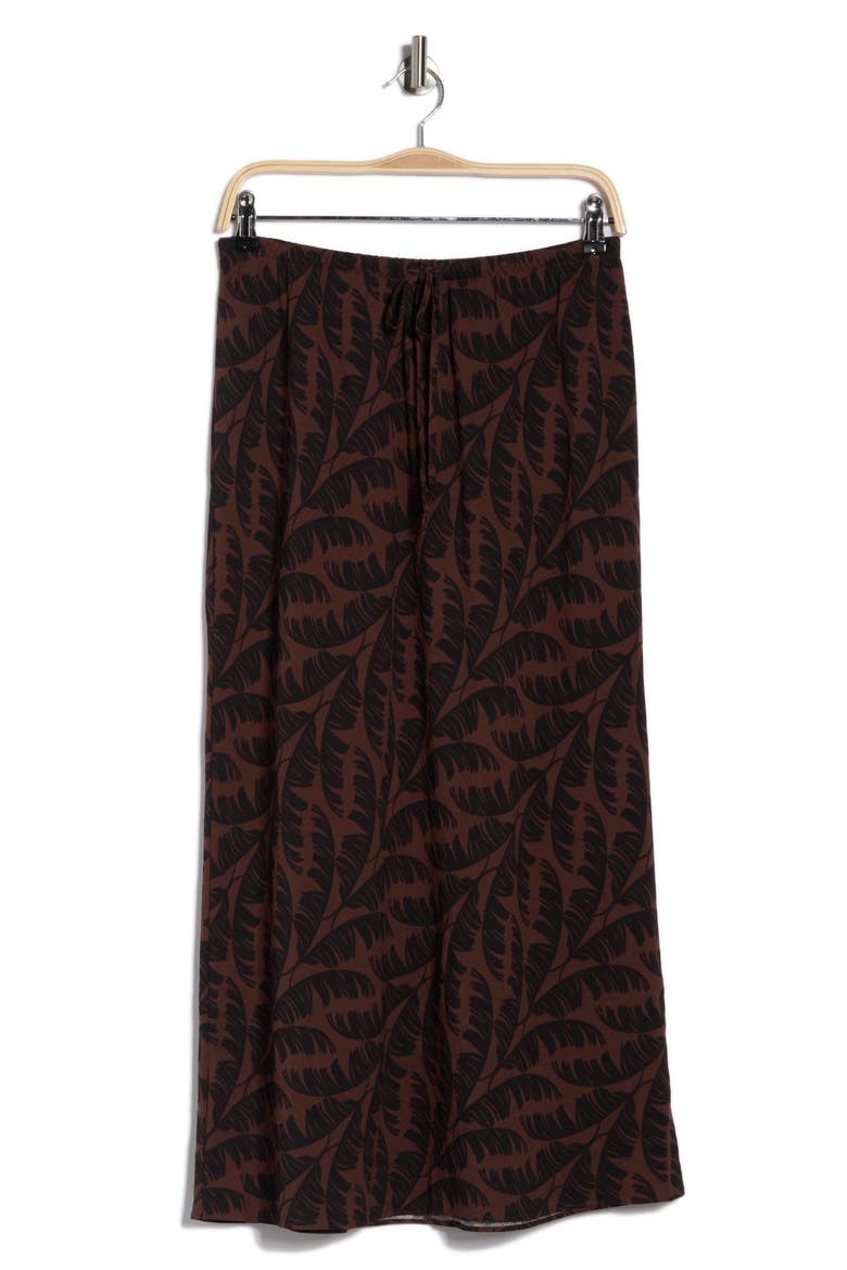 Drawstring Maxi Skirt, Alternate, color, BROWN- BLACK JULIA PALM