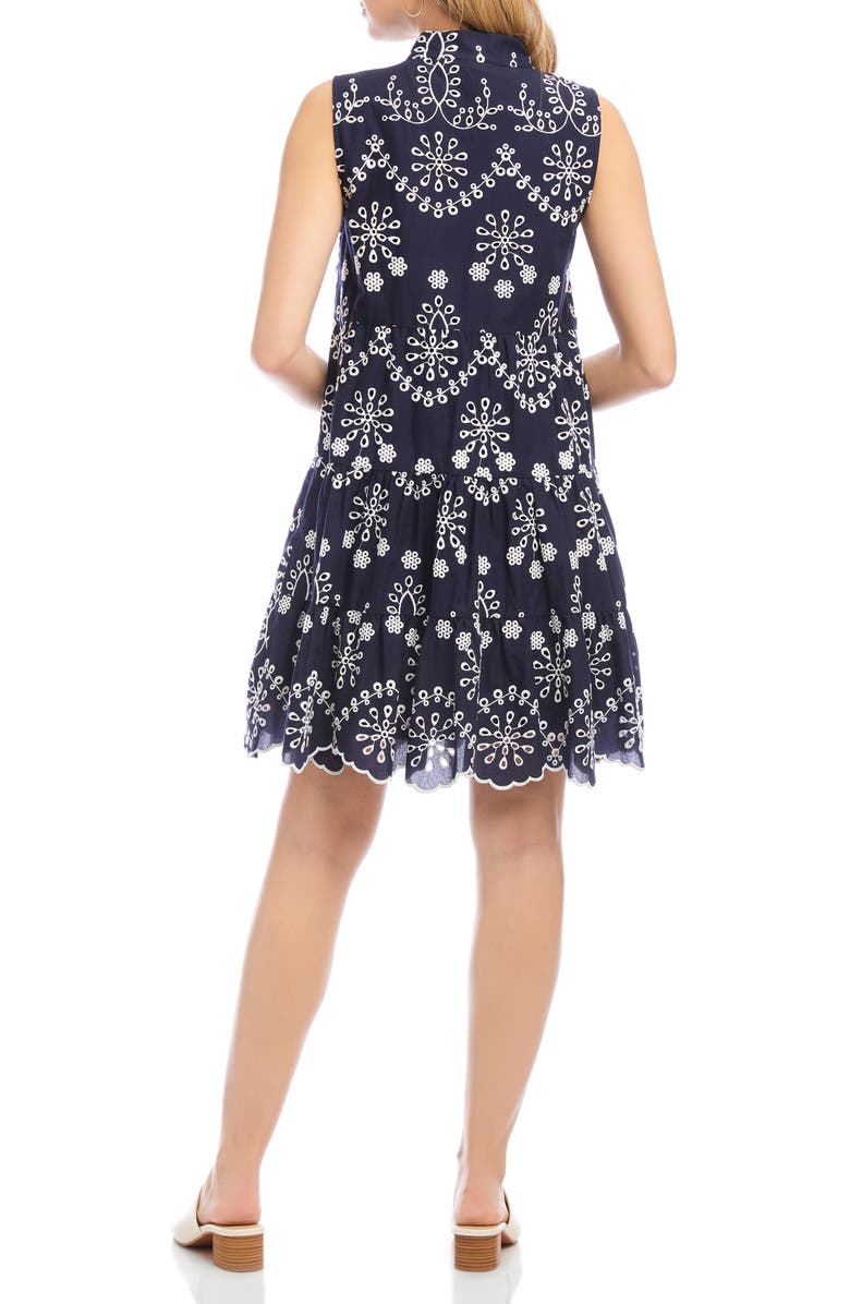 Karen Kane Eyelet Embroidered Sleeveless Tiered Cotton Dress, Alternate, color, 