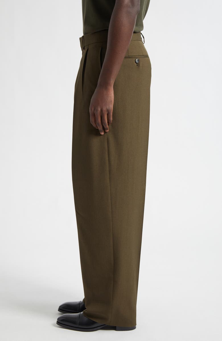 TOM FORD Pleated Wool, Cashmere & Silk Pants, Alternate, color, Green Wood