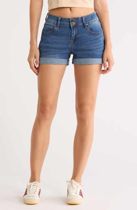 Vigoss Double Button Cuffed Denim Shorts