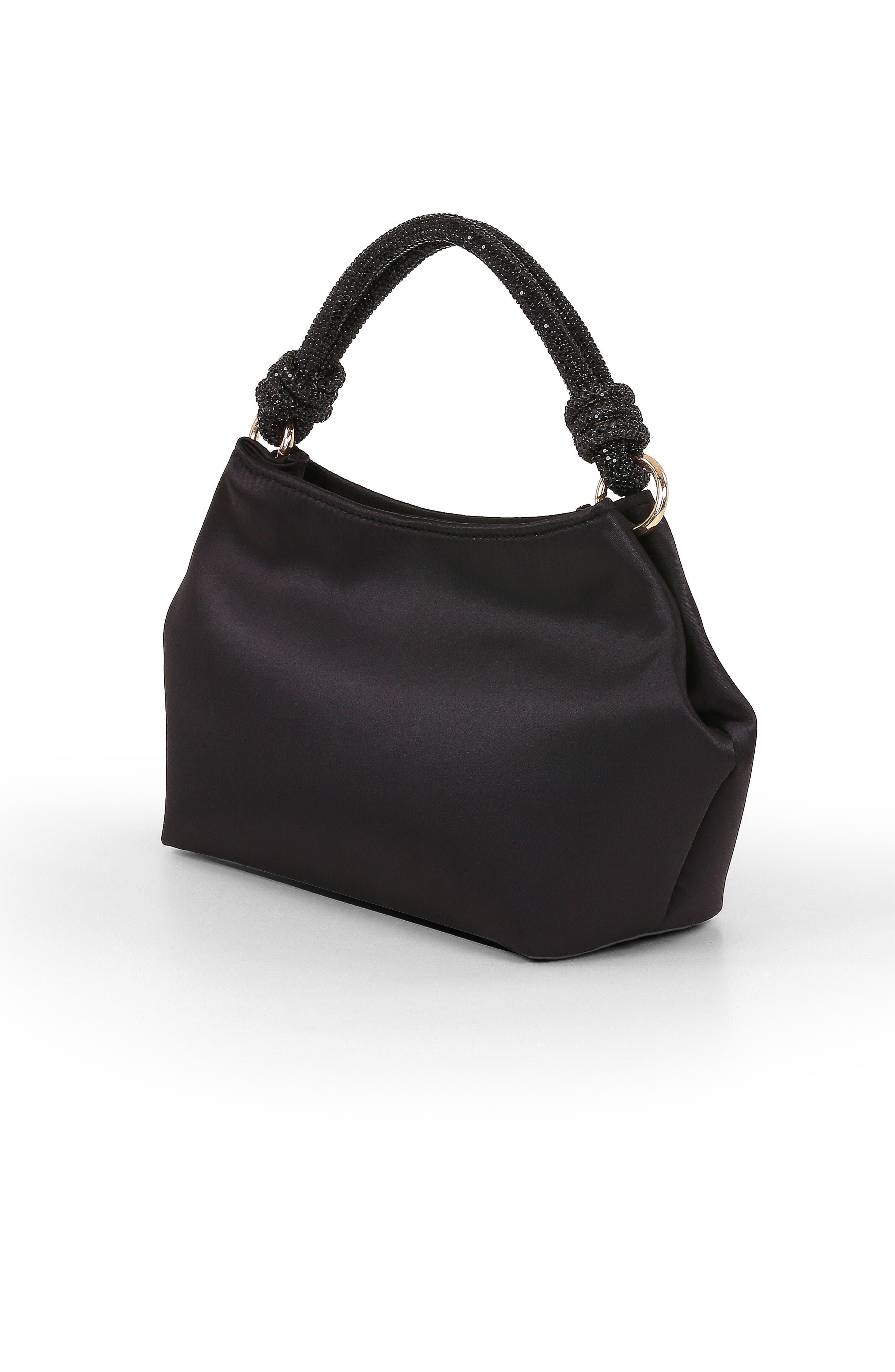 Jewel Badgley Mischka Noelle Crystal Handle Satin Pouch, Alternate, color, 