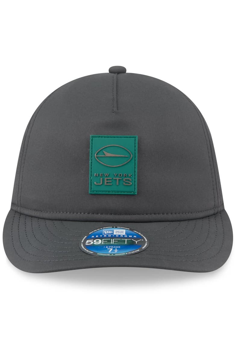 Men's New Era Charcoal New York Jets 2025 Sideline Cold Weather Retro Crown 59FIFTY Fitted Hat, Alternate, color, Charcoal