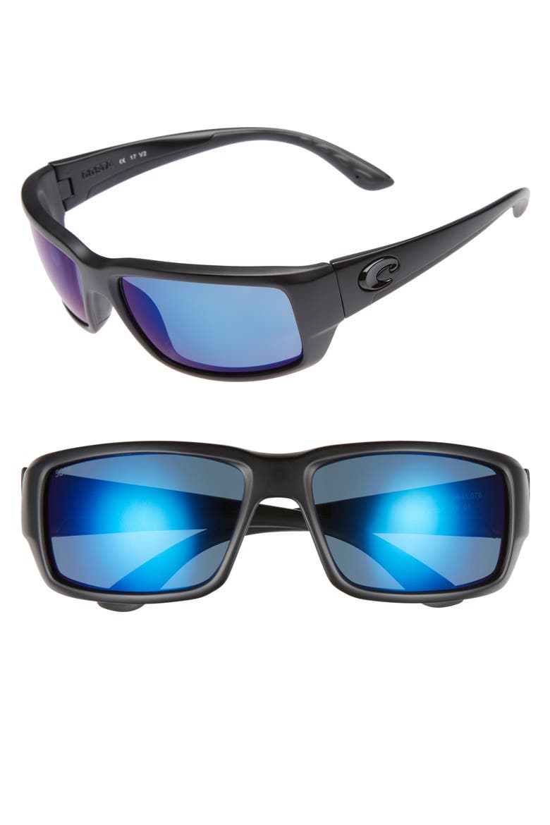 Fantail 60mm Polarized Sunglasses, Main, color, BLACKOUT/ BLUE MIRROR