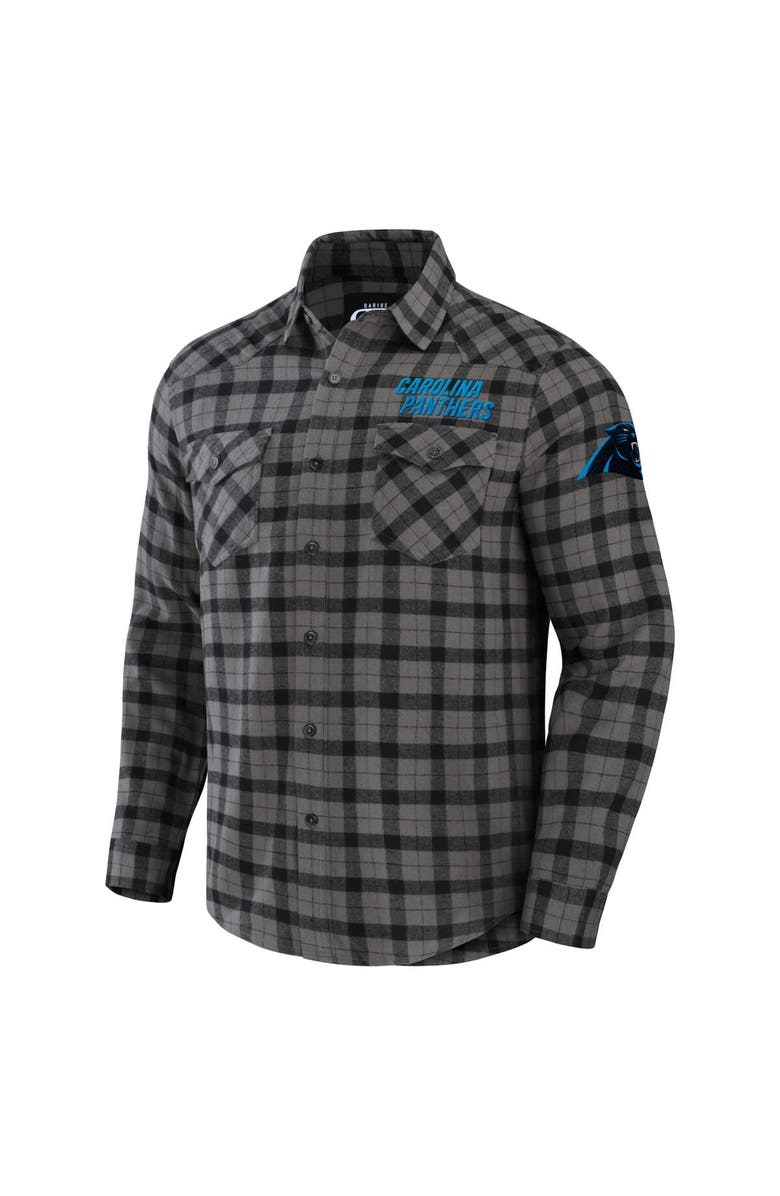 NFL X DARIUS RUCKER Men's NFL x Darius Rucker Collection by Fanatics Gray Carolina Panthers Flannel Long Sleeve Button-Up Shirt, Alternate, color,