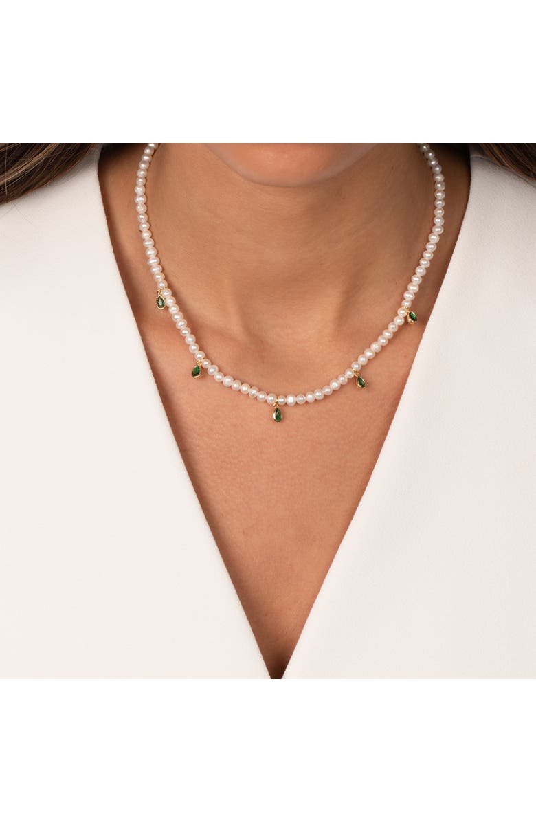 BY ADINA EDEN Dangling Colored CZ Bezels Pearl Necklace, Alternate, color,