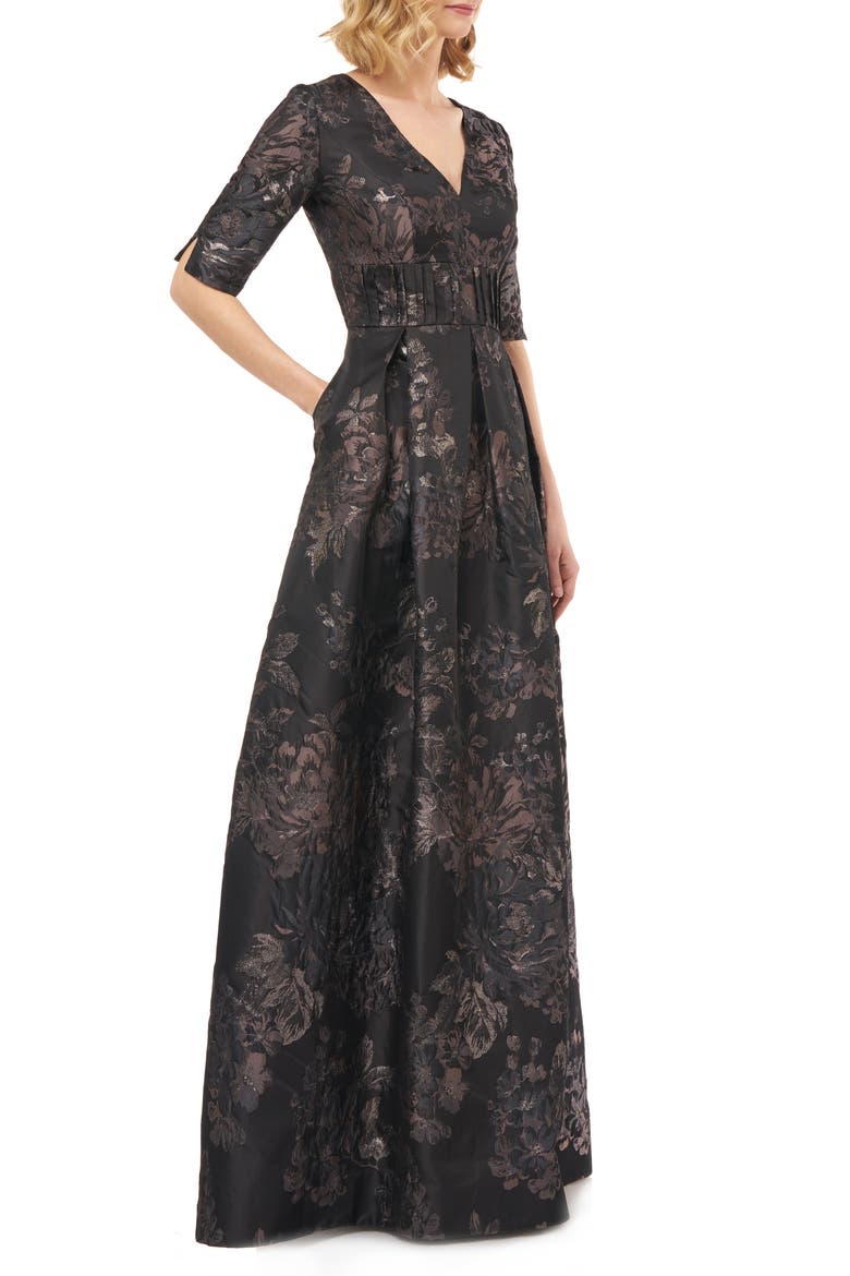 Stella Kensington Jacquard Ballgown, Alternate, color, SLATE MULTI