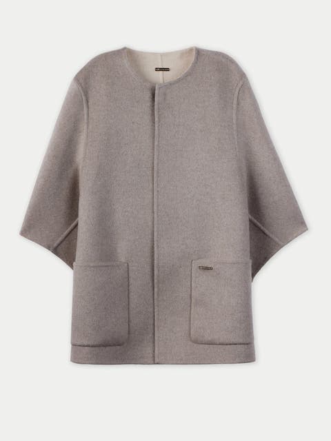 Patch Pocket Cashmere Poncho Jacket