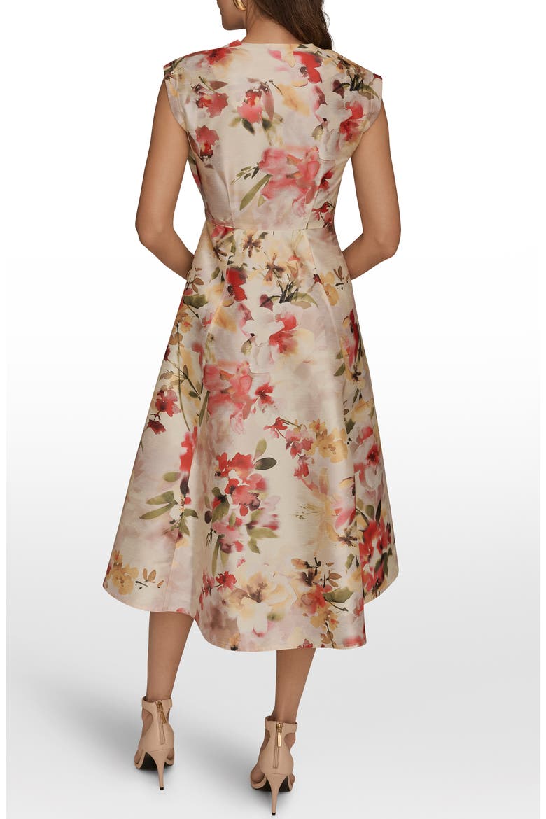 Floral Wrap Front Midi Dress, Alternate, color, EGGSHELL