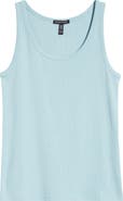 Eileen Fisher Slim Fit Scoop Neck Stretch Cotton Tank