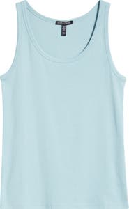 Eileen Fisher Slim Fit Scoop Neck Stretch Cotton Tank