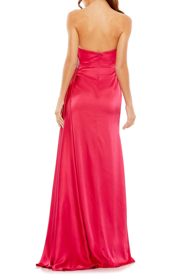 Ruched Embellished Strapless Gown, Alternate, color, HOT PINK