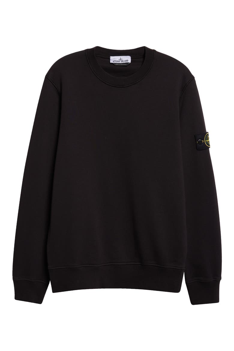 Compass Logo Patch Cotton Crewneck Sweatshirt, Alternate, color, V0029 BLACK