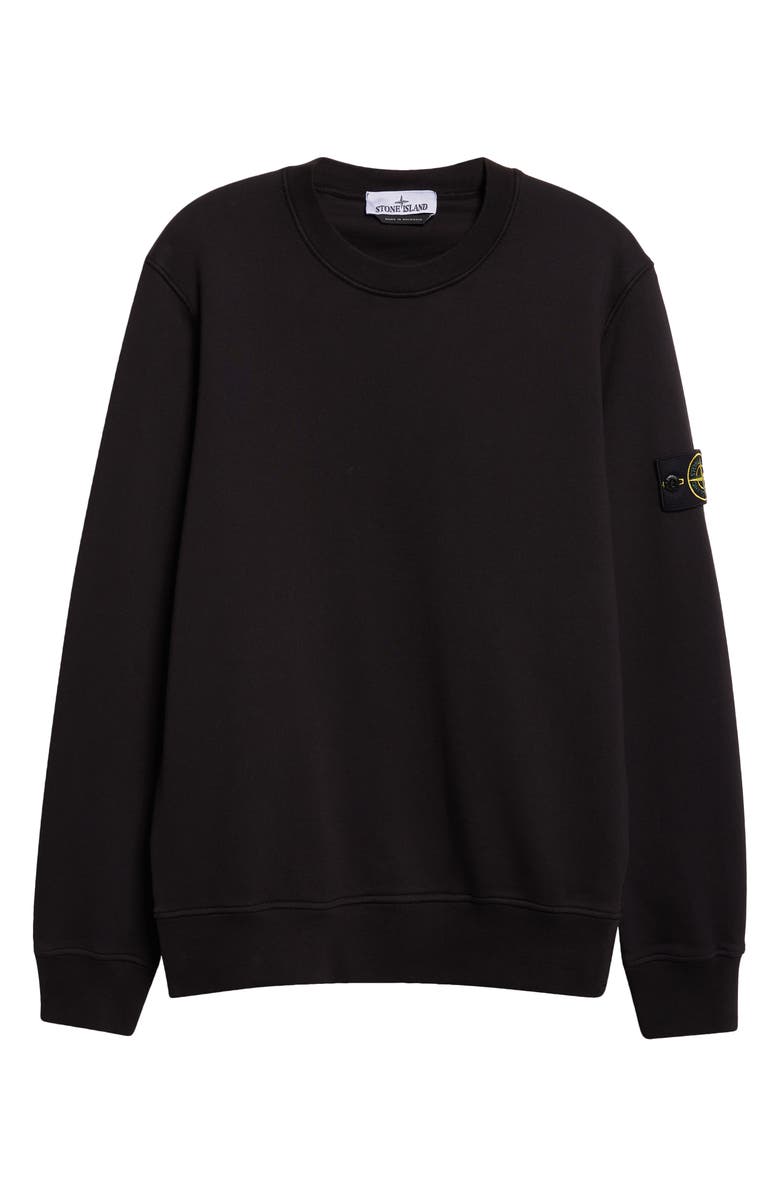 Stone Island Compass Logo Patch Cotton Crewneck Sweatshirt, Alternate, color, V0029 Black