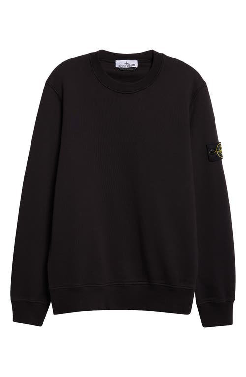 Stone Island Brushed Organic Cotton Fleece Sweatshirt With Ribbed Inserts In Black
