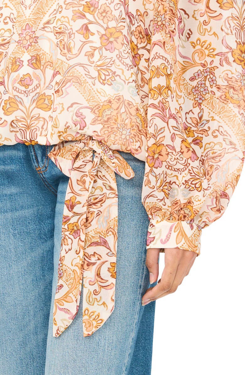 Vince Camuto Off the Shoulder Tie Hem Top, Alternate, color, Cozy Peach