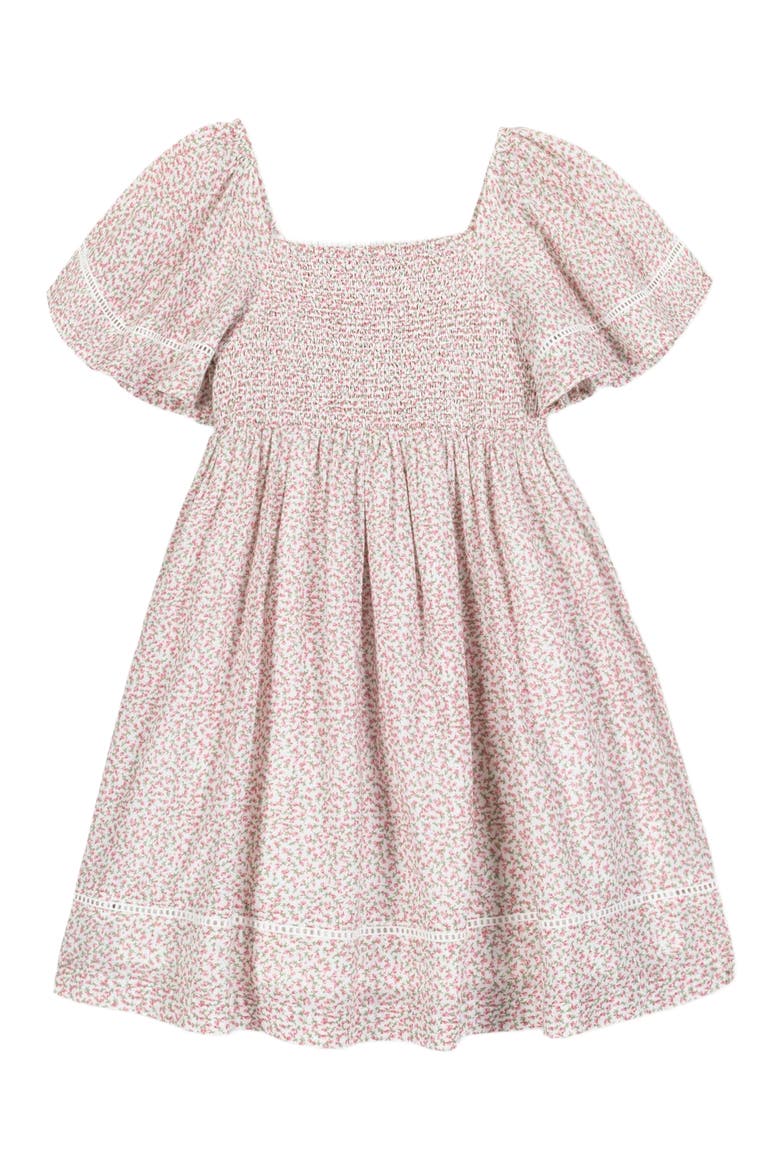 Baby Girls' Organic Smocked Bell Sleeve Dress, Infant, Main, color, Vintage Petal Ditsy