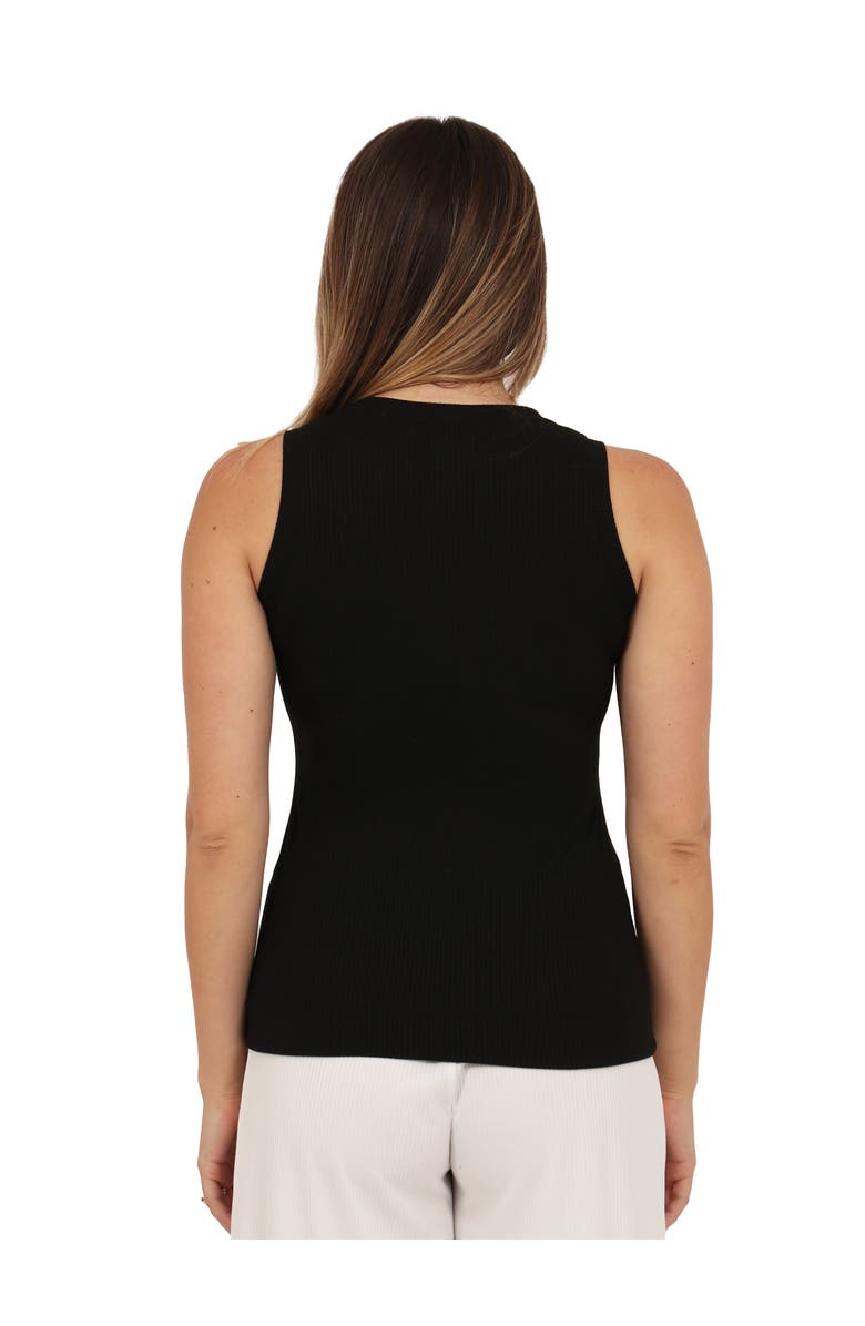 24seven Comfort Apparel Womens Basic Ribbed Knit Round Neck Sleeveless Tank Top, Alternate, color, Black