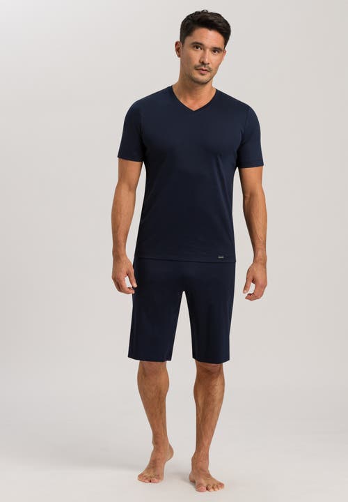 Hanro Night Selection Cotton Pajama Set In Deep Navy