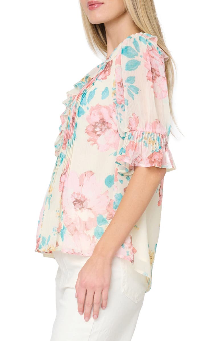 GIBSONLOOK Khloe Ruffles Button-Up Shirt, Alternate, color, Sunday Bouquet Floral