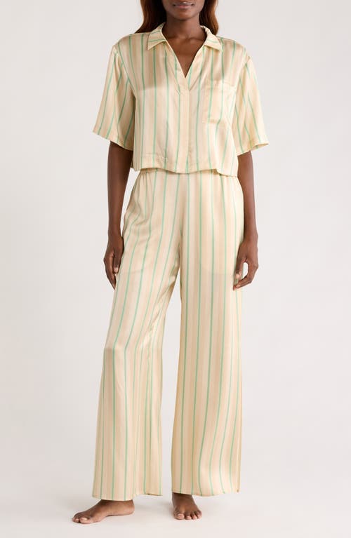 Lunya Washable Silk High Rise Pants Set Pampas Stripe In Yellow