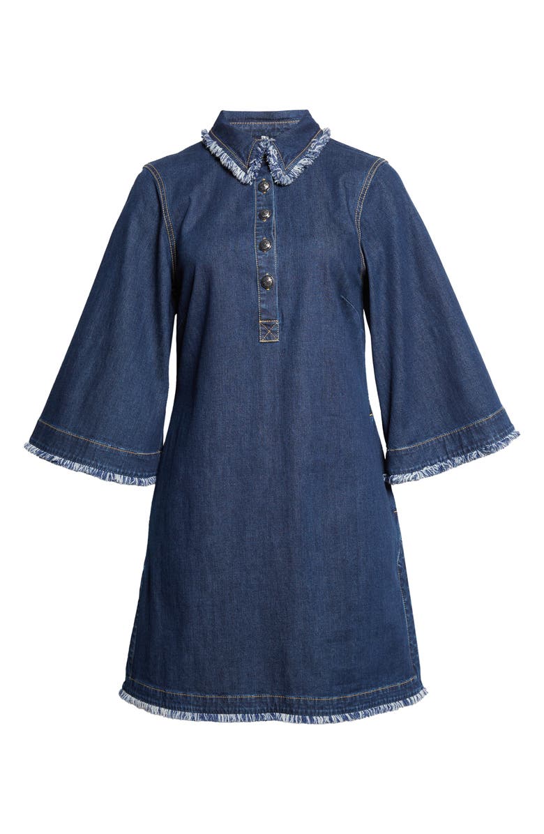 Cinq à Sept Dany Fringe Denim Shirtdress, Alternate, color, Twilight