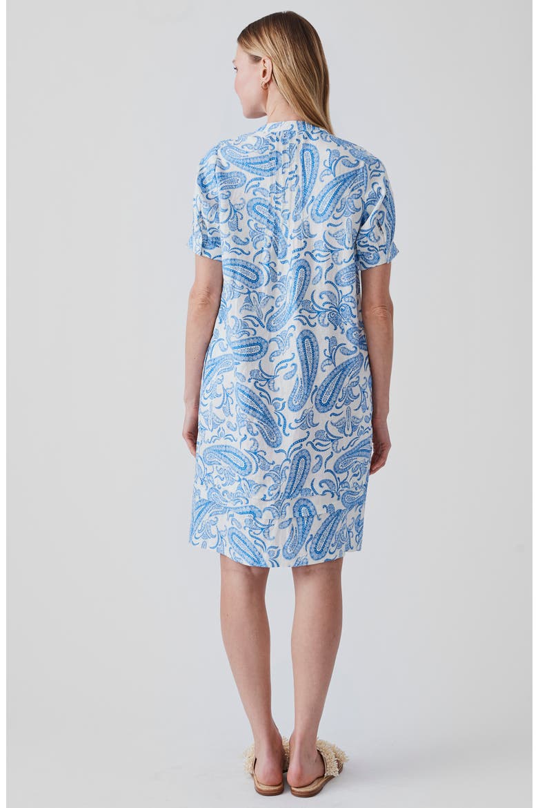 Gianna Linen Tunic Dress, Alternate, color, OFF WHITE/ BLUE