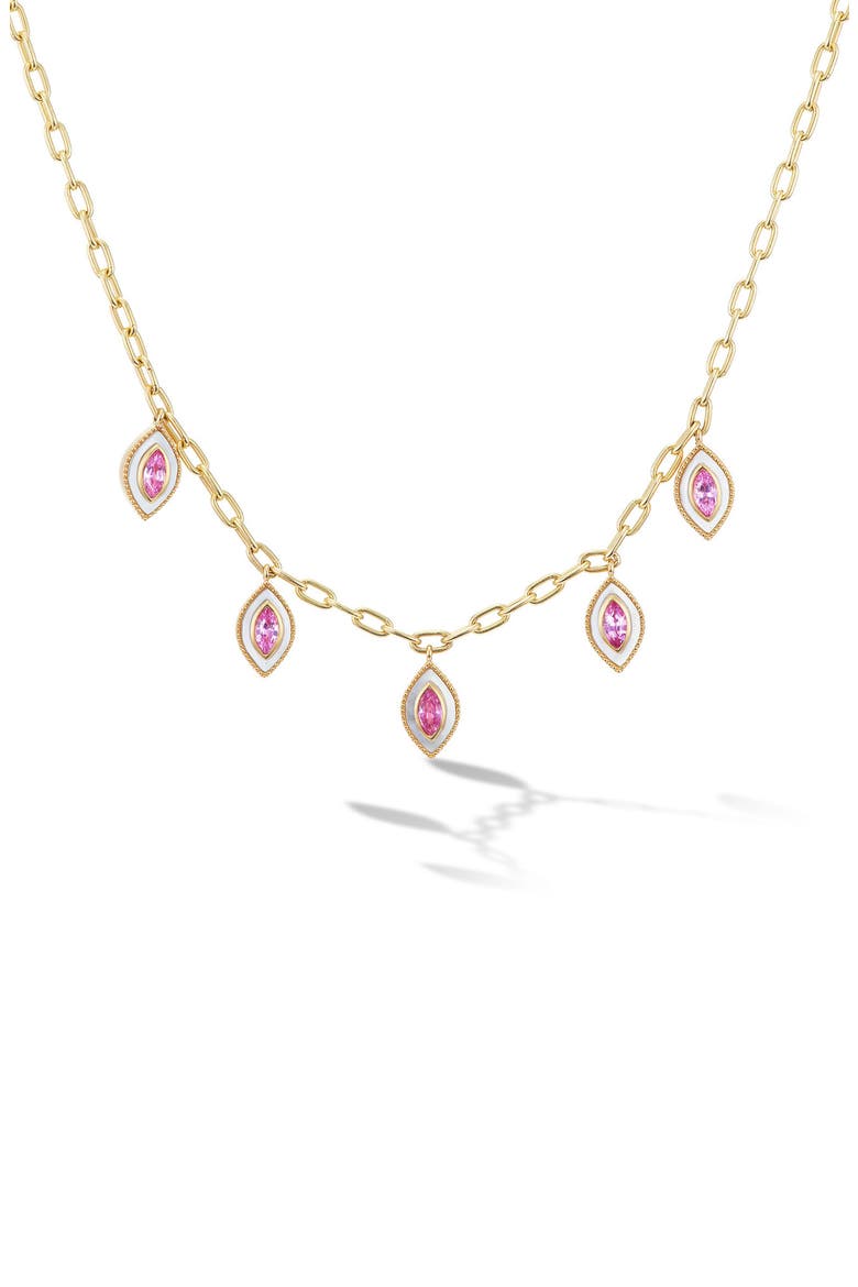 Marquise Eye Charm Necklace, Main, color, PINK