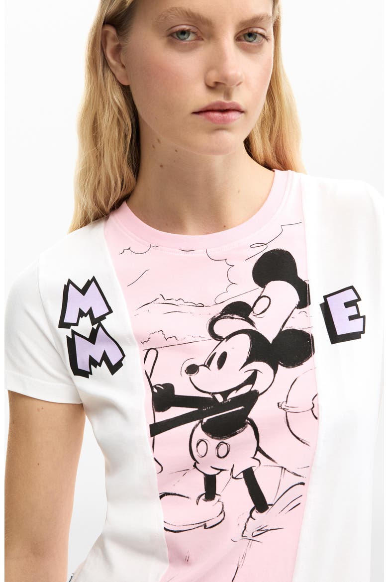Mickey Mouse Paneled Graphic T-Shirt, Alternate, color, WHITE