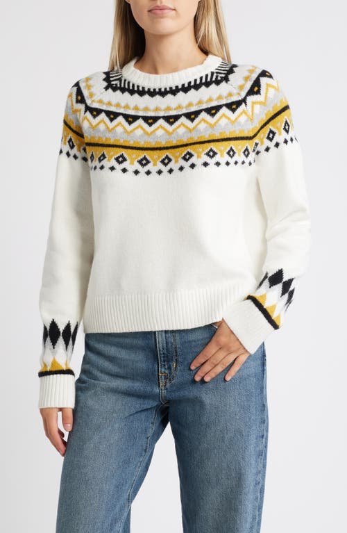 Caslonr Caslon(r) Fair Isle Crewneck Pullover Sweater In Ivory Cloud- Yellow Fairisle