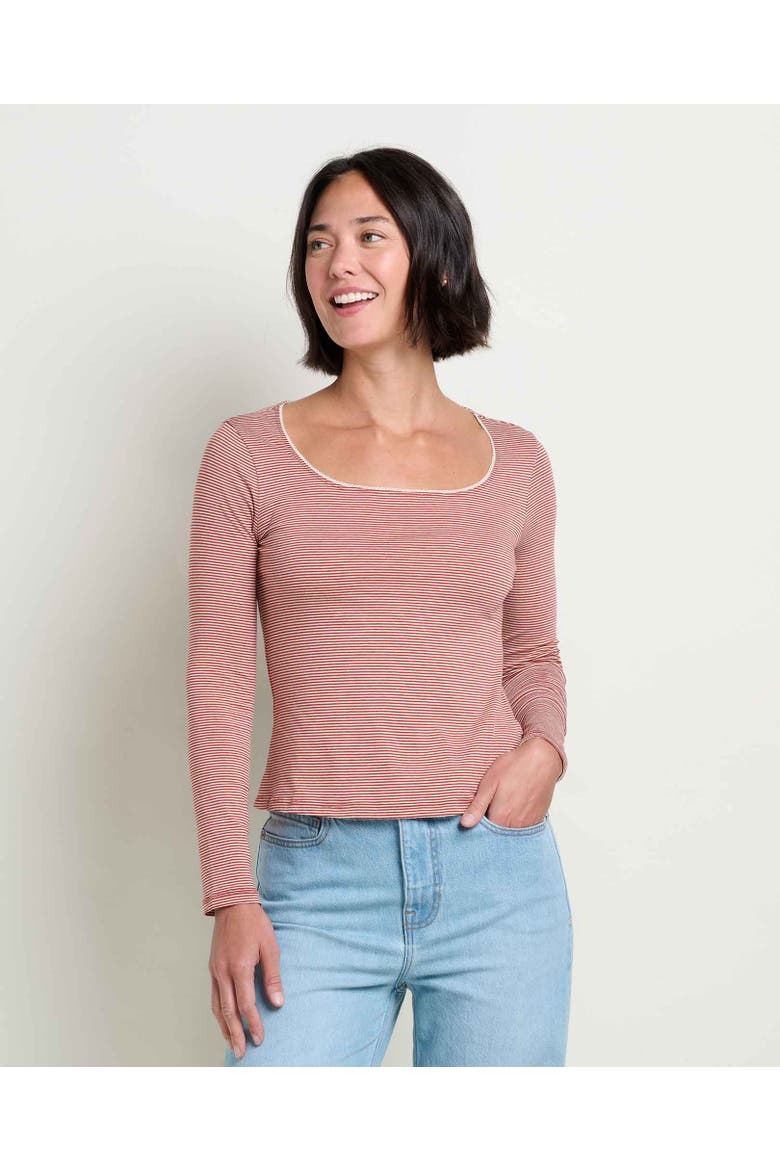 Rosalie Square Neck Long Sleeve Tee, Main, color, Campfire Pattern