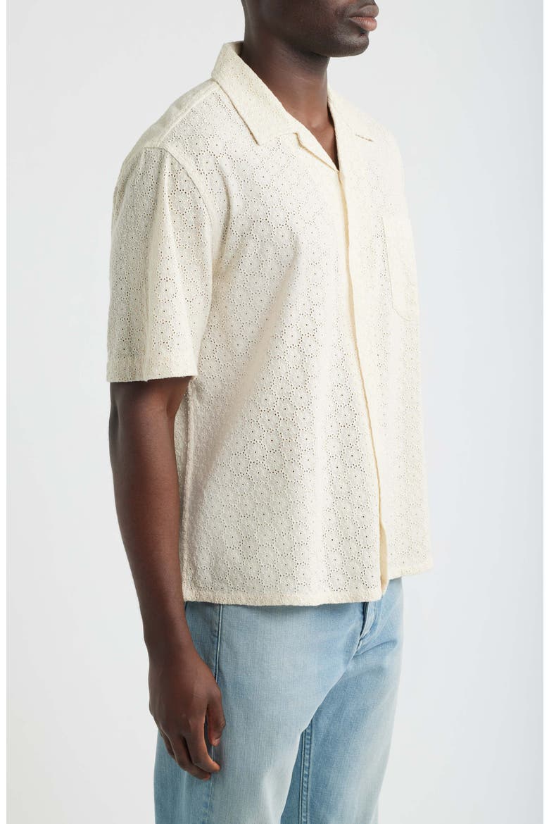 Floral Eyelet Regular Fit Button-Up Shirt, Alternate, color, NATURAL