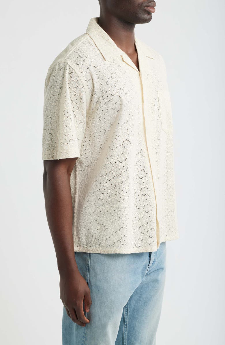 Corridor Floral Eyelet Regular Fit Button-Up Shirt, Alternate, color, Natural