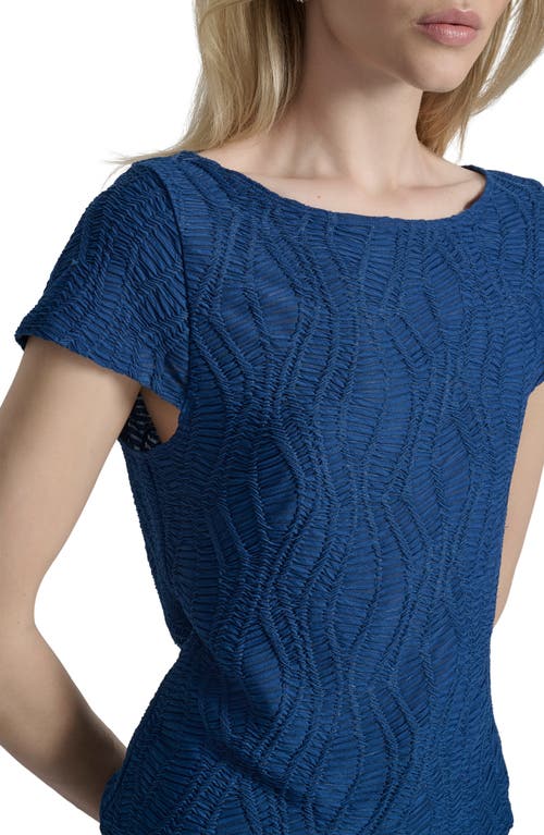 Dkny Texture Knit Top In Blue