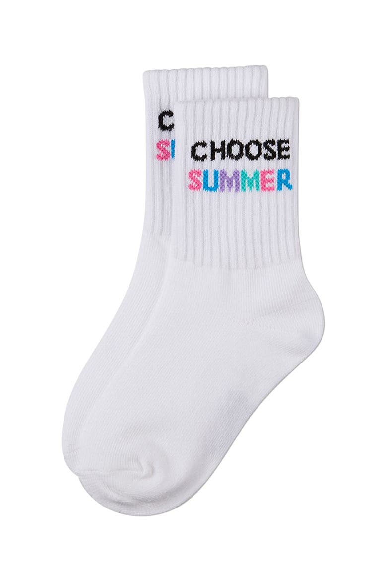 Choose Summer Ribbed Crew Sock, Alternate, color, White