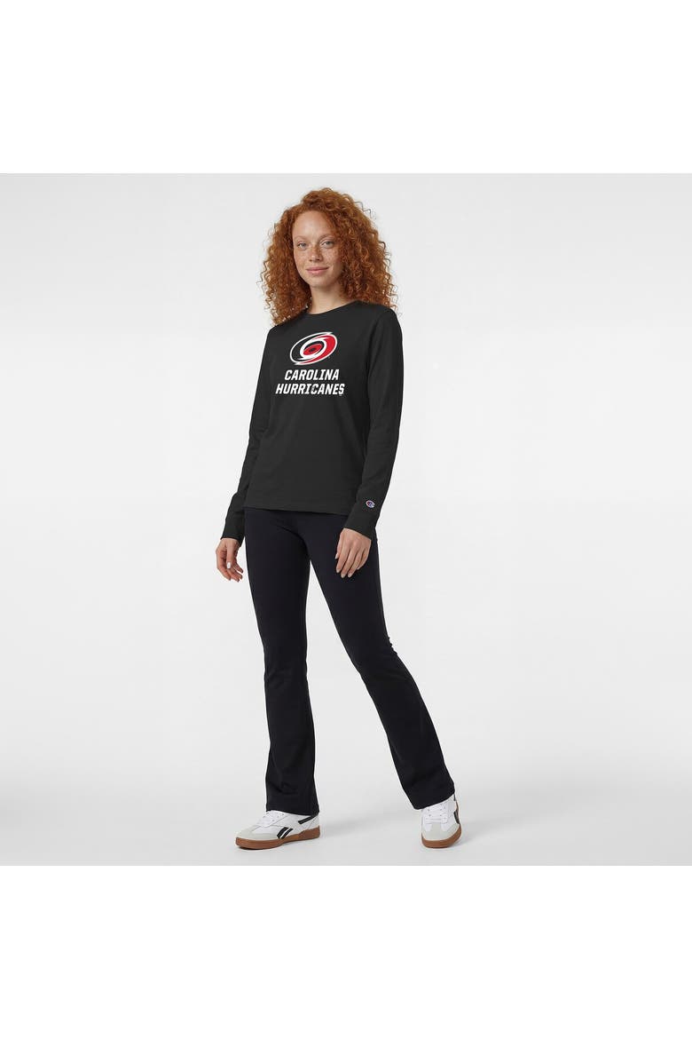 Women's Champion  Black Carolina Hurricanes Wordmark Lockup Long Sleeve T-Shirt, Alternate, color, Black