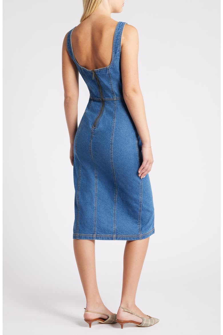 Josette Square Neck Denim Dress, Alternate, color, WASHED DENIM