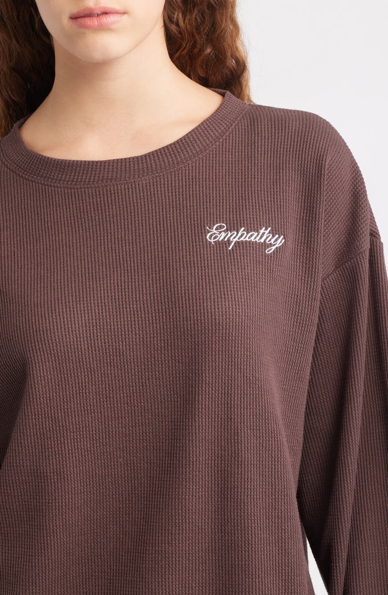 THE MAYFAIR GROUP Empathy Always Waffle Stitch Top, Alternate, color, Brown