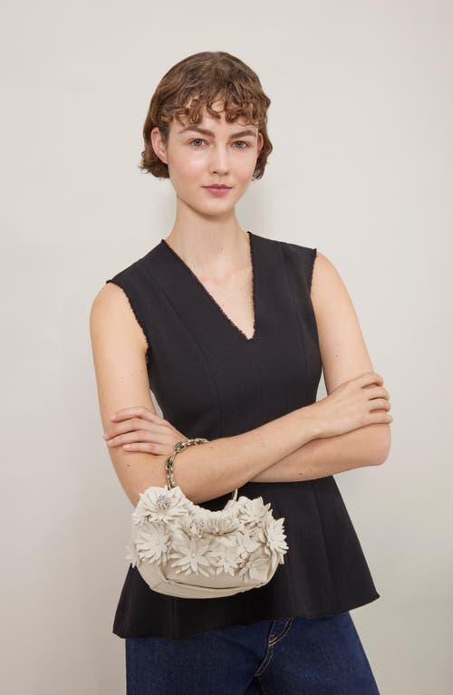 Mulberry Pimlico Floral Appliqué Leather Bracelet Bag In Eggshell