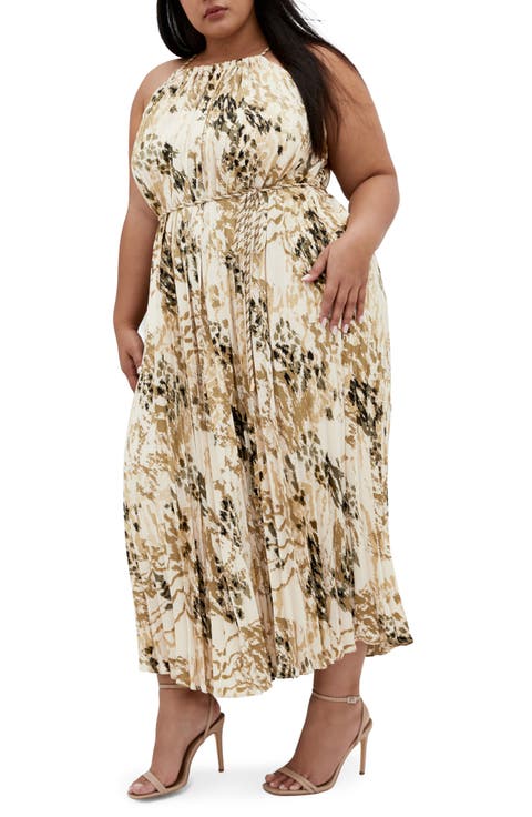 Tatum Pleated Tie Waist Dress (Plus)